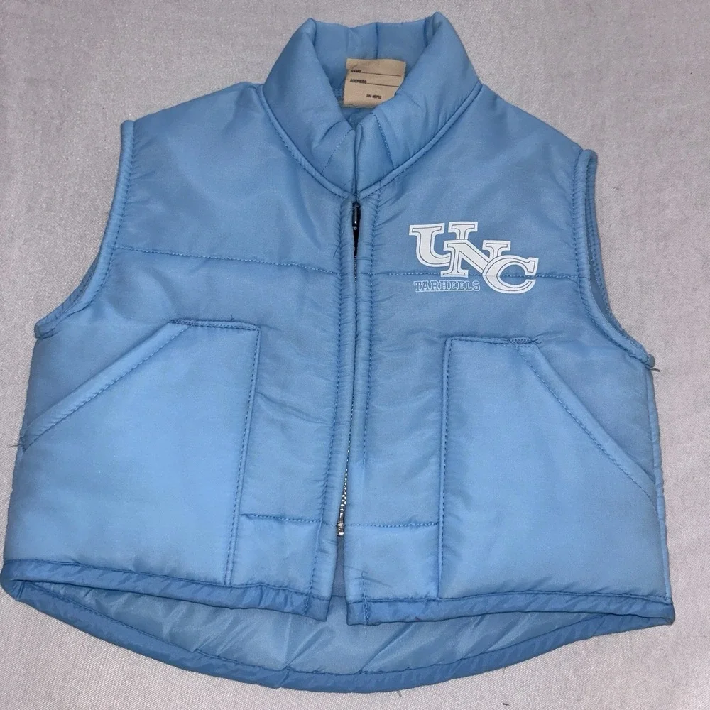 Vtg 80s North Carolina Tar Heels Kid Vest Chalk Line UNC Puffer Ski USA Zip Sz 5